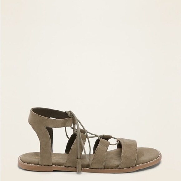 FAUX SUEDE OLD NAVY FLAT WOMENS GLADIATOR SANDALS SIZE 8 BOHEMIAN SUMMER - Picture 1 of 8